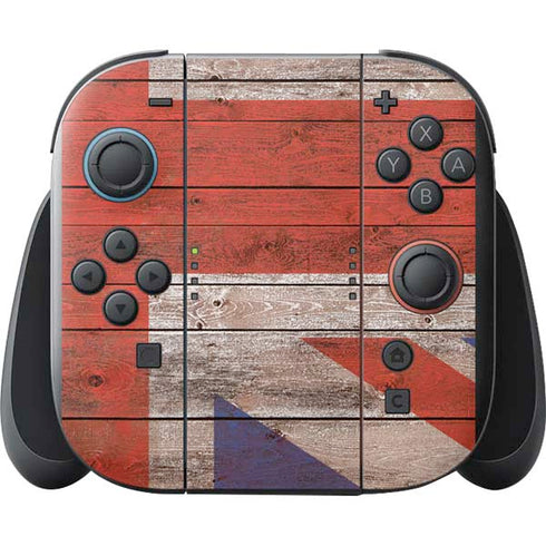 United Kingdom Flag Dark Wood Nintendo Switch 2 (2025) with Joy-Con Skin